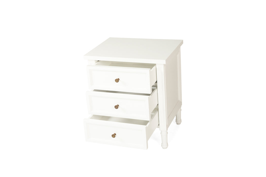 Harrison Bedside Table 3 Drawer - White