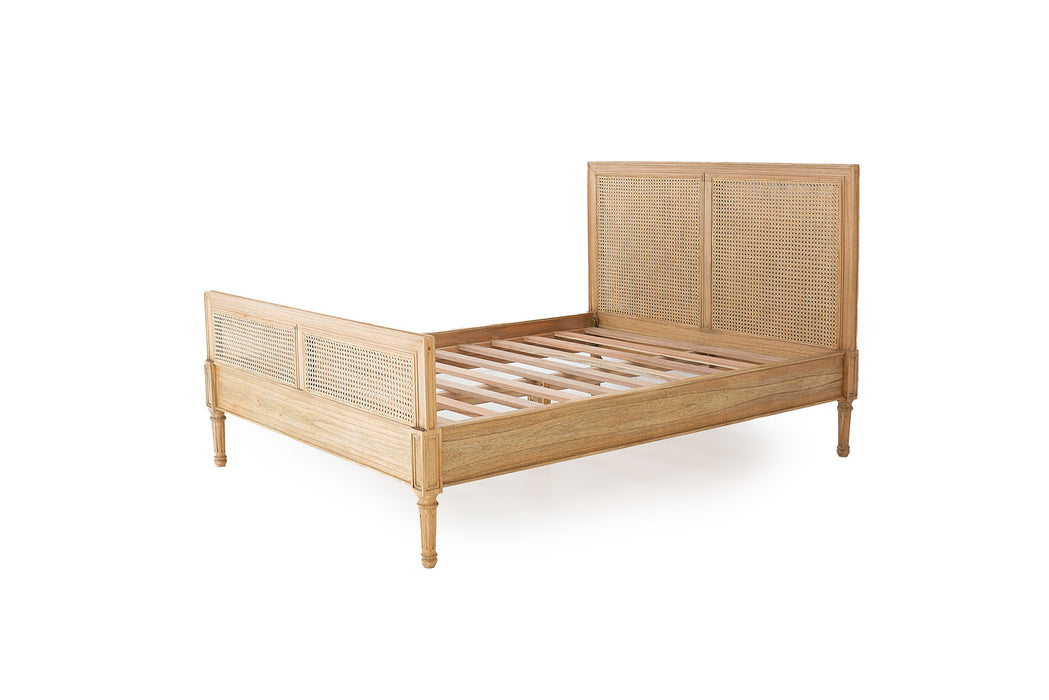 Harrison Cane King Single Bed - Weathered Oak