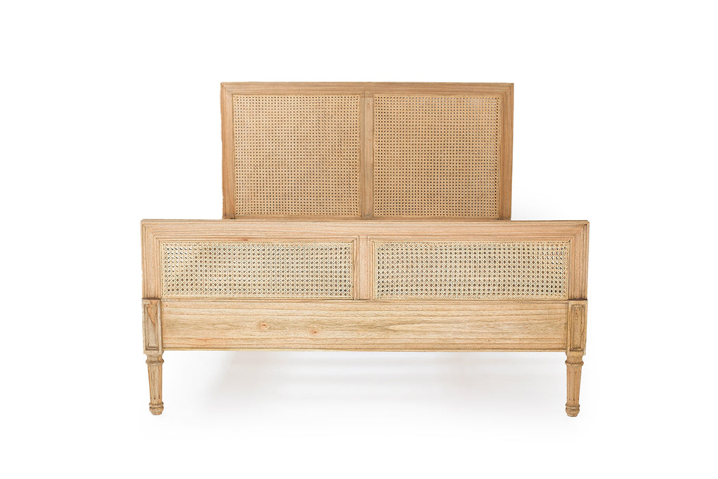 Harrison Cane King Bed - Weathered Oak