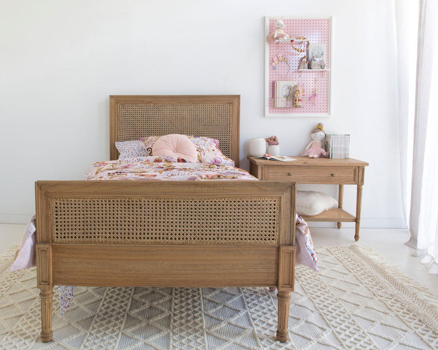 Hamilton Cane Bed - Single - Weathered Oak - Weathered Oak Single