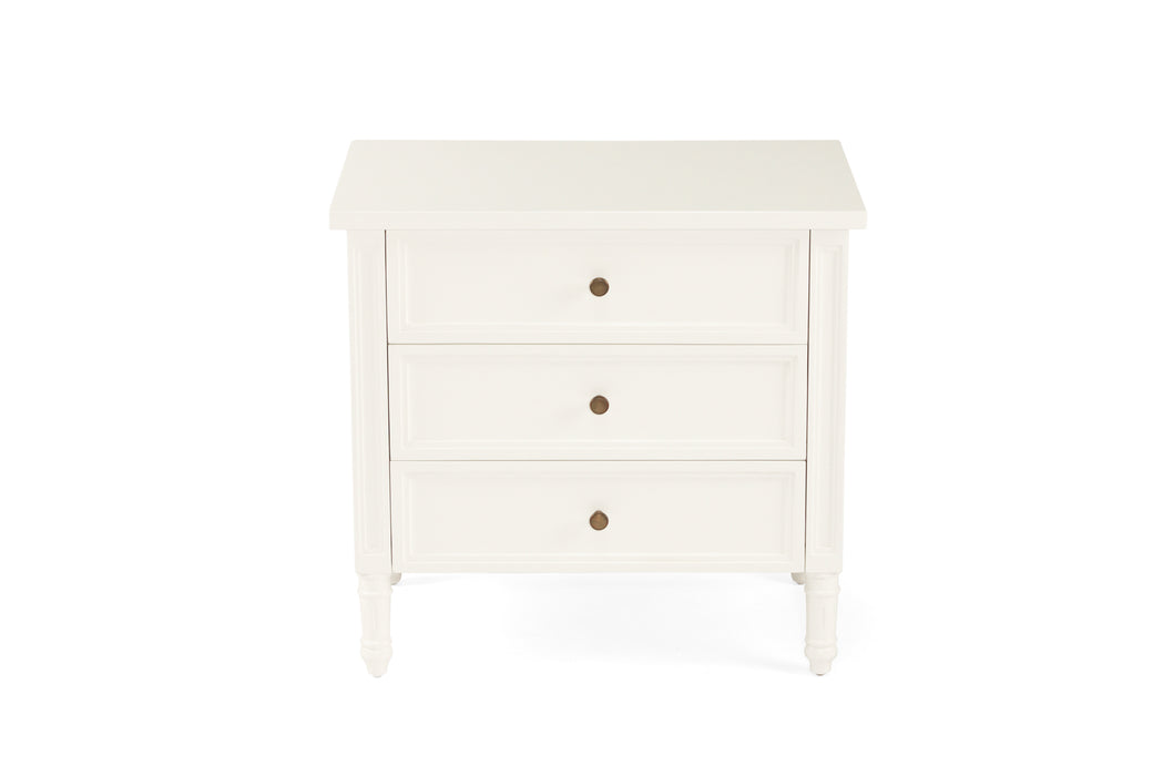 Hamilton Bedside Table - 3 Drawer - White - 70cm - White 70cm