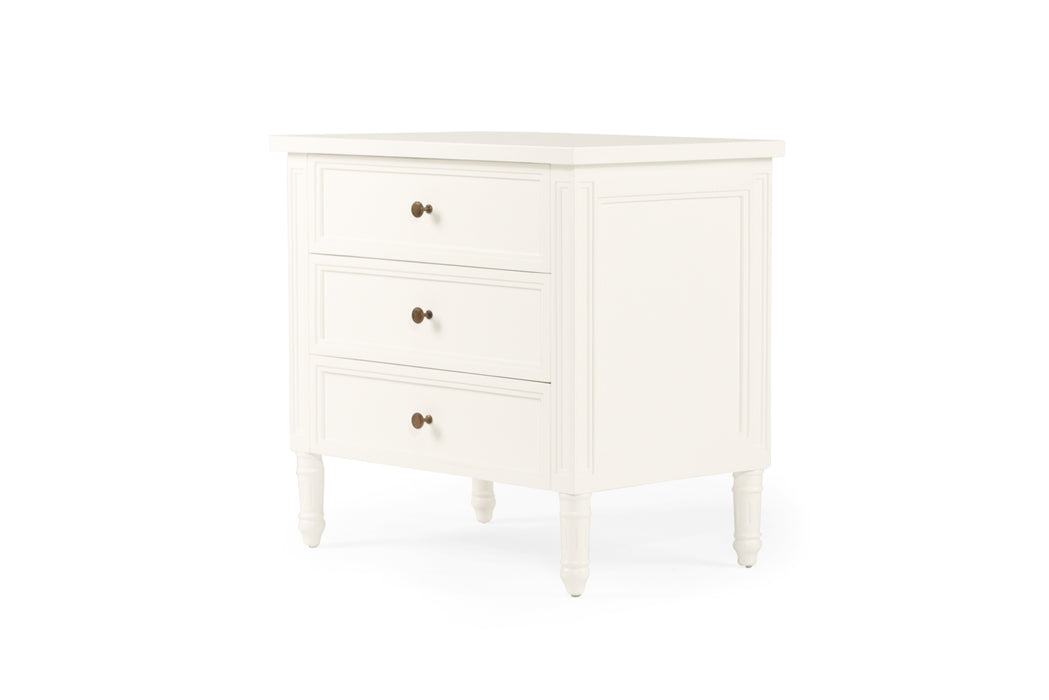 Hamilton Bedside Table - 3 Drawer - White - 70cm - White 70cm