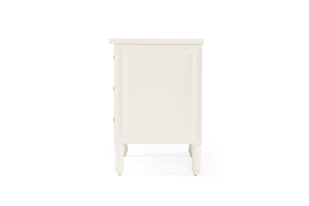 Hamilton Bedside Table - 3 Drawer - White - 70cm - White 70cm