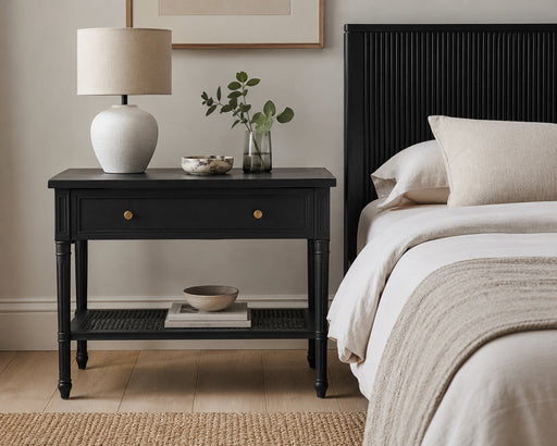 Hamilton Nightstand / Bedside - Black - 91cm - Black 91cm