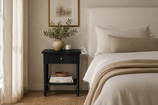 Hamilton Cane Bedside Table - Black - Black 57cm