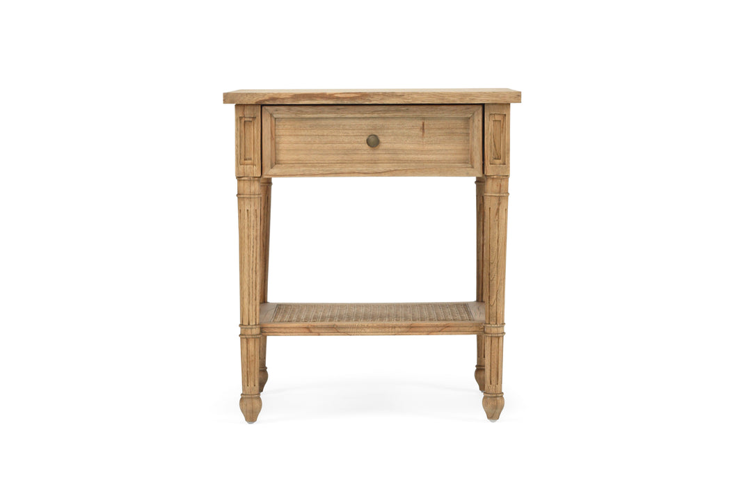 Harrison Cane Bedside Table - 57cm Weathered Oak