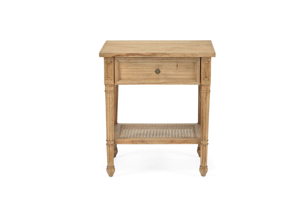 Harrison Cane Bedside Table - 57cm Weathered Oak