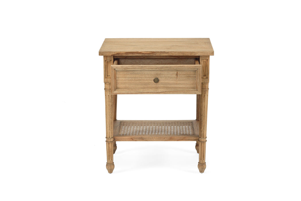 Harrison Cane Bedside Table - 57cm Weathered Oak