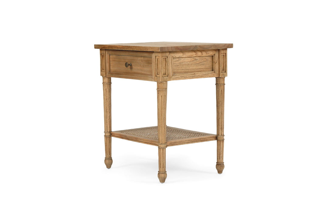 Harrison Cane Bedside Table - 57cm Weathered Oak