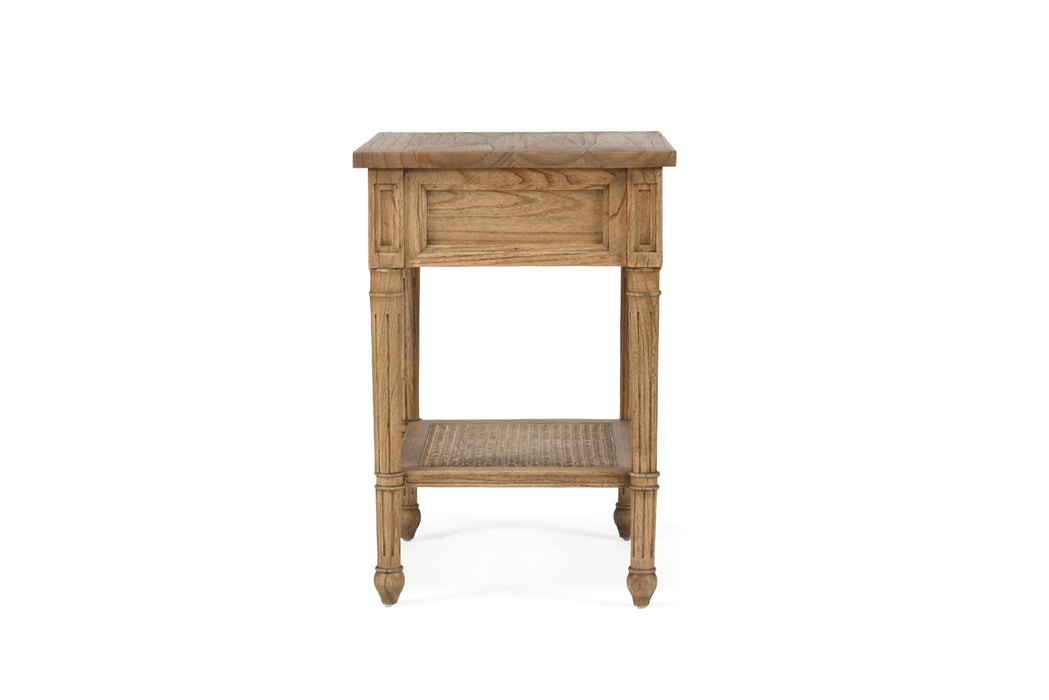 Harrison Cane Bedside Table - 57cm Weathered Oak