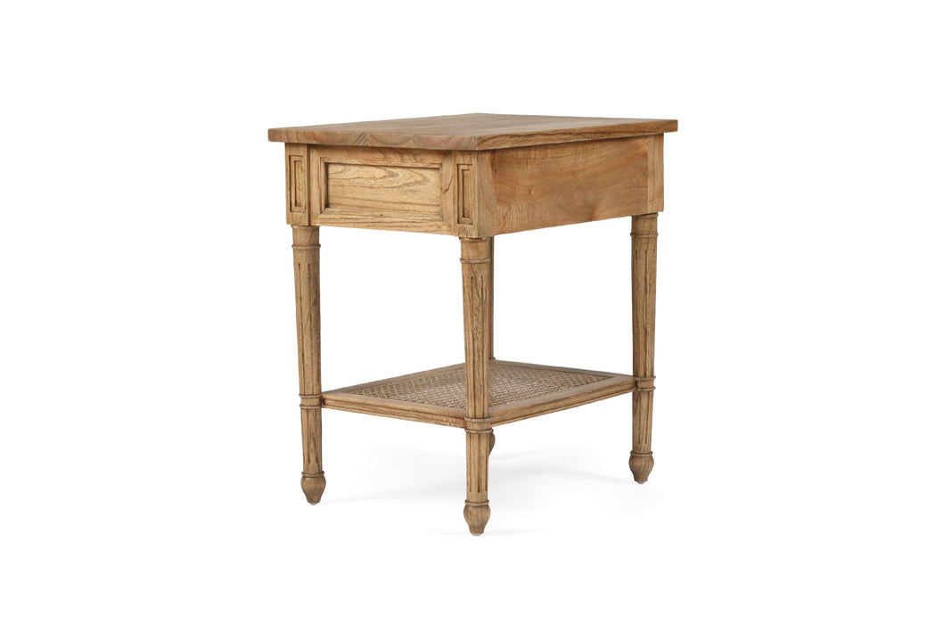 Harrison Cane Bedside Table - 57cm Weathered Oak