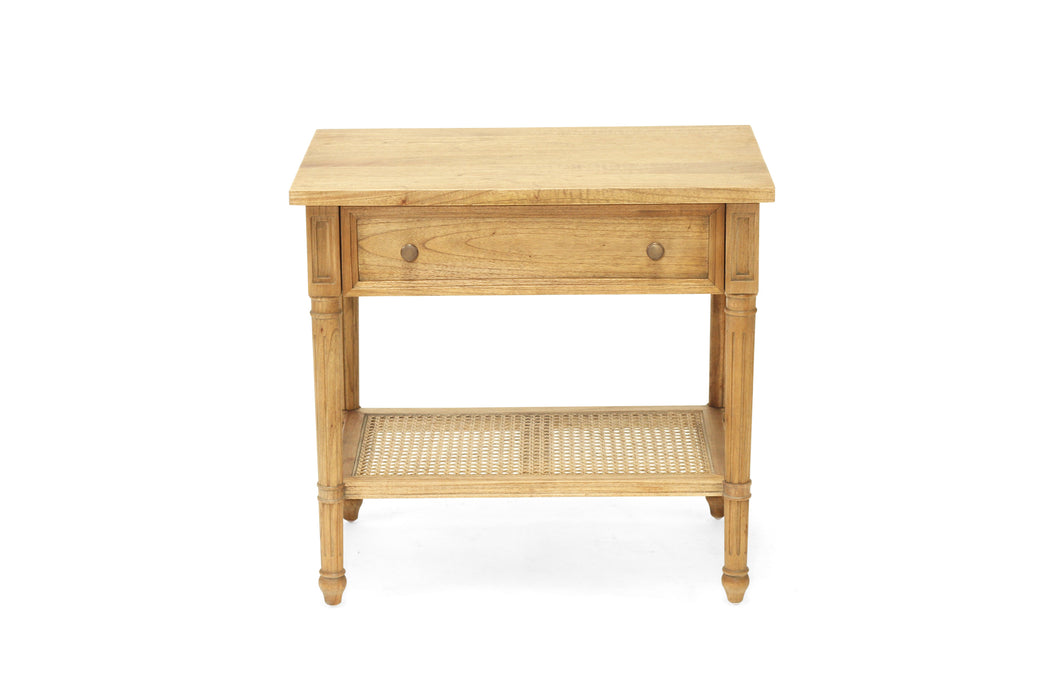 Hamilton Cane Bedside Table - Weathered Oak - 70cm - Weathered Oak 70cm
