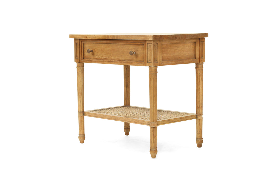 Hamilton Cane Bedside Table - Weathered Oak - 70cm - Weathered Oak 70cm