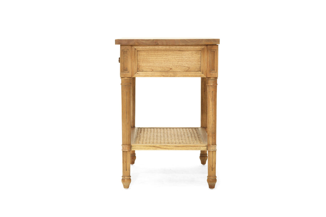 Hamilton Cane Bedside Table - Weathered Oak - 70cm - Weathered Oak 70cm