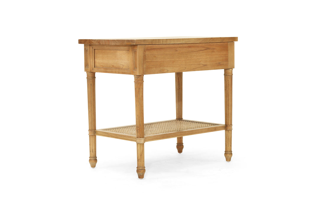 Hamilton Cane Bedside Table - Weathered Oak - 70cm - Weathered Oak 70cm