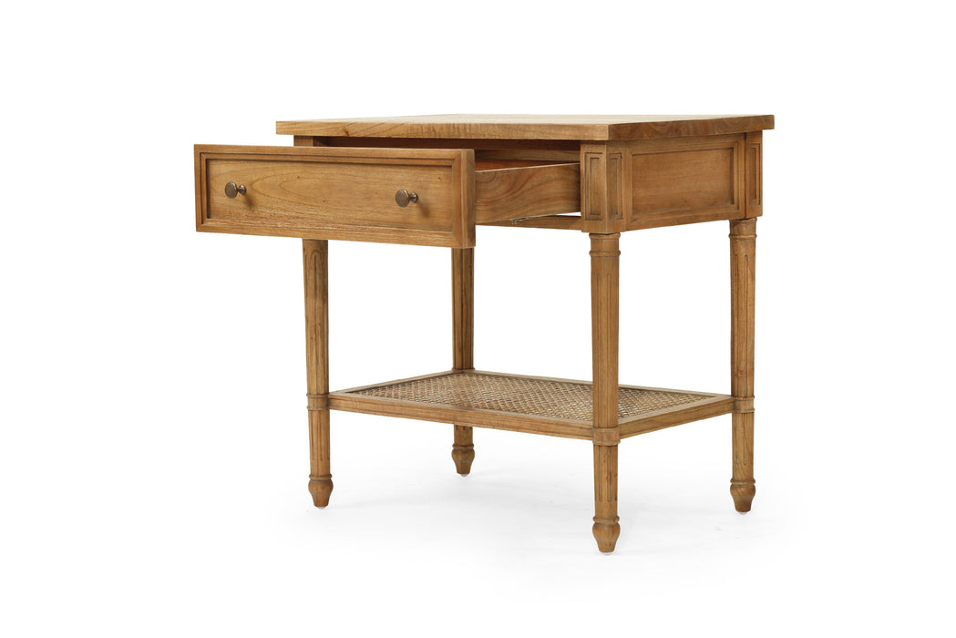 Hamilton Cane Bedside Table - Weathered Oak - 70cm - Weathered Oak 70cm