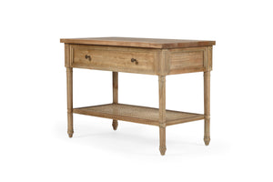 Harrison Cane Bedside Table Weathered Oak - 91cm Wide