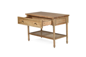 Harrison Cane Bedside Table Weathered Oak - 91cm Wide