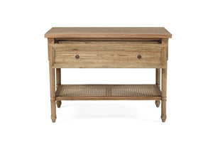 Harrison Cane Bedside Table Weathered Oak - 91cm Wide