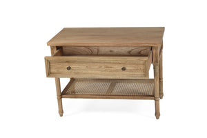 Harrison Cane Bedside Table Weathered Oak - 91cm Wide