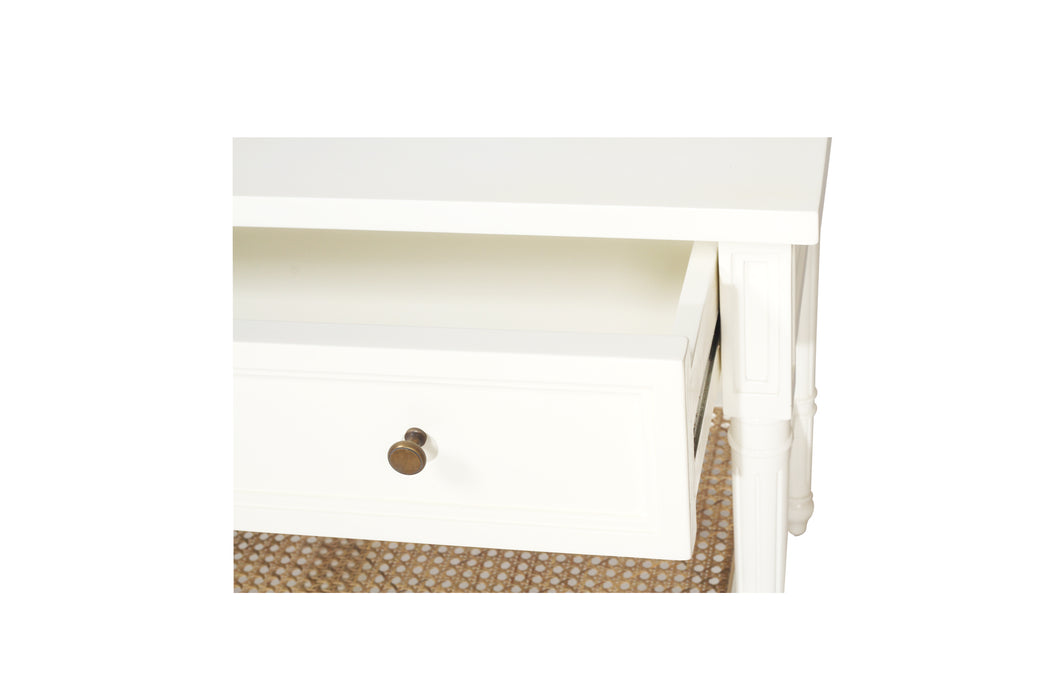 Harrison Cane Bedside Table White - 91cm