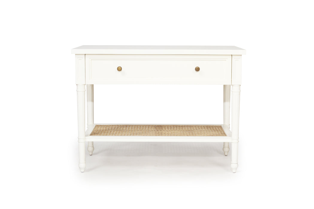 Harrison Cane Bedside Table White - 91cm