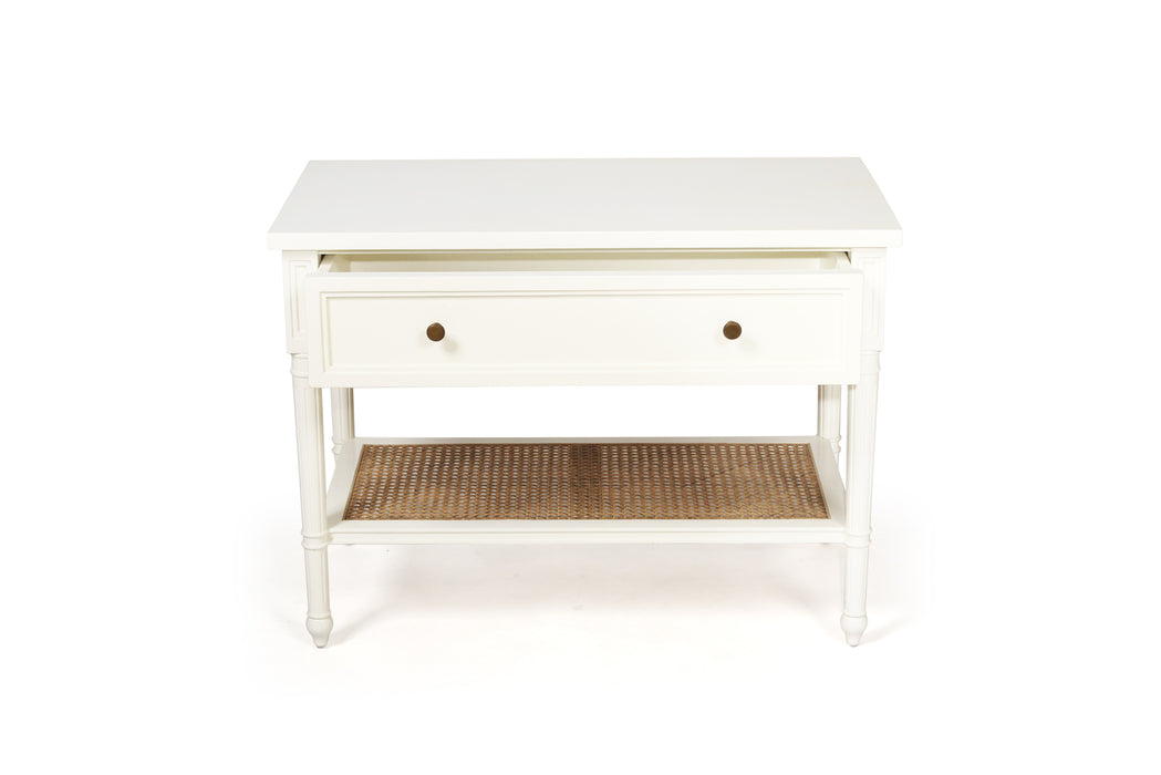 Harrison Cane Bedside Table White - 91cm