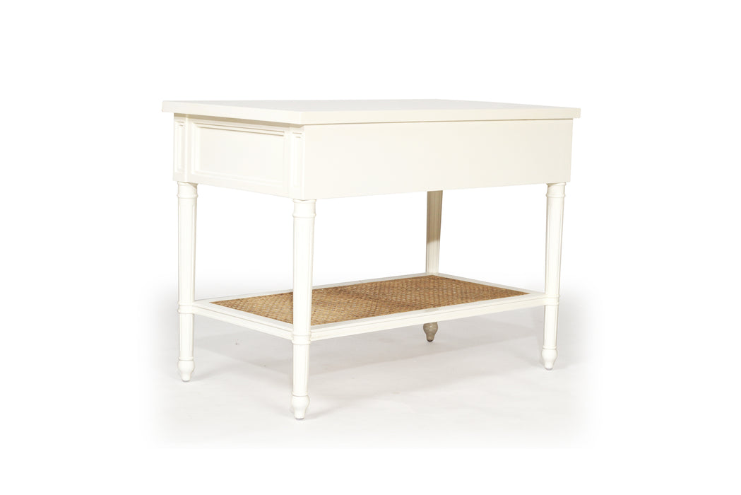 Harrison Cane Bedside Table White - 91cm