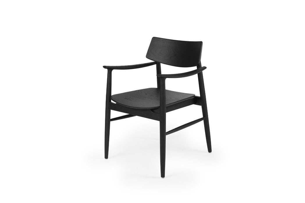 Harlow Dining Armchair - Black with Timber Seat