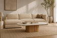 Harlow Oval Coffee Table - 150cm - Natural Oak Base - 150cm White