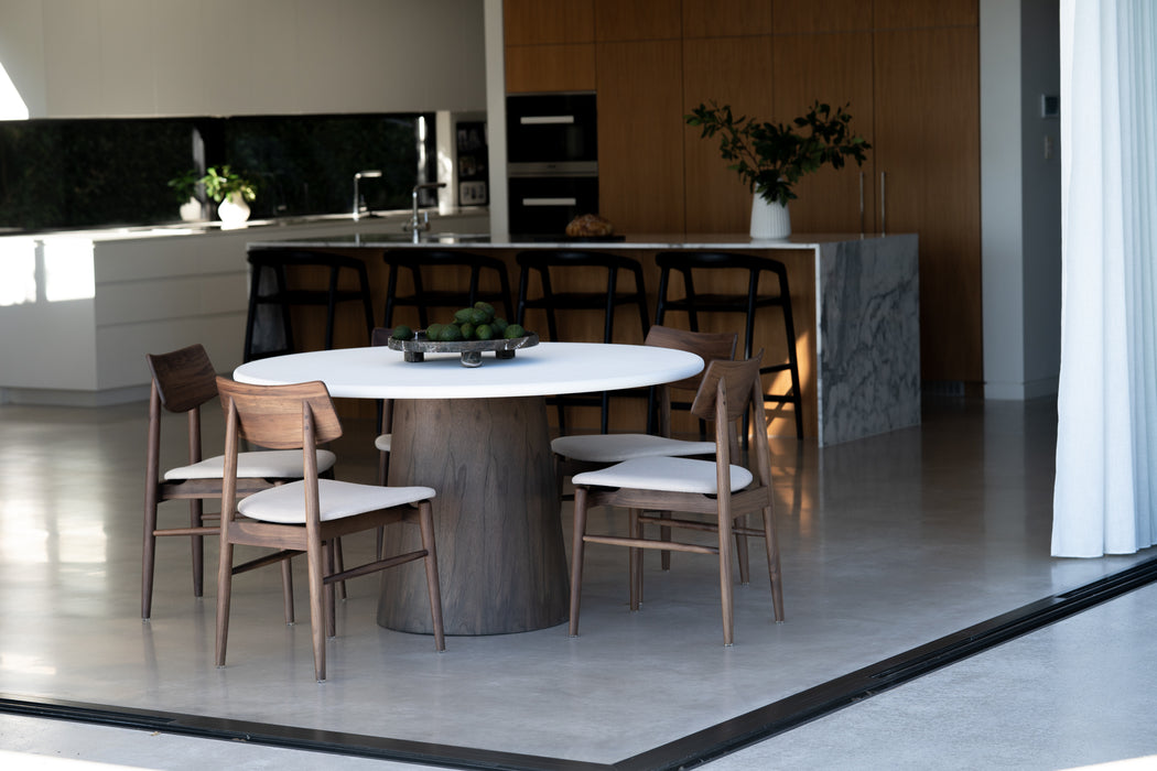 Harlow Dining Table - 120cm - Walnut Base - 120cm White
