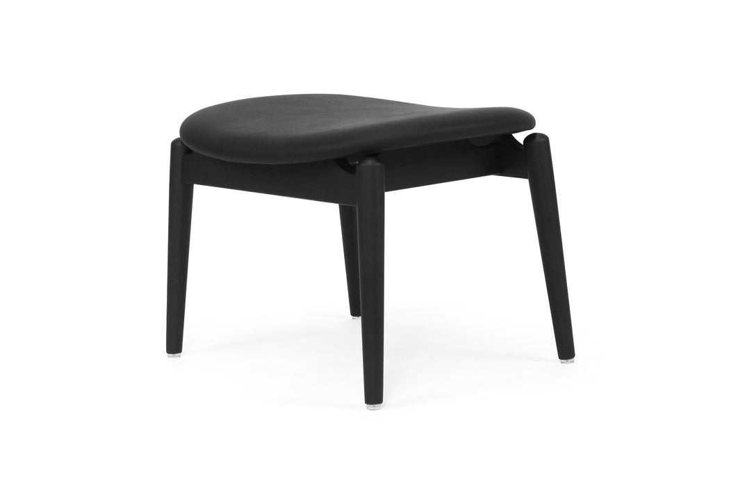 Harlow Foot Stool - Black with Black Leather