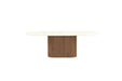 Harlow Oval Coffee Table - 150cm - Walnut Base - 150cm White