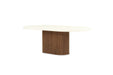 Harlow Oval Coffee Table - 150cm - Walnut Base - 150cm White
