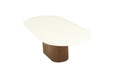Harlow Oval Coffee Table - 150cm - Walnut Base - 150cm White