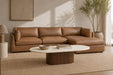 Harlow Oval Coffee Table - 150cm - Walnut Base - 150cm White