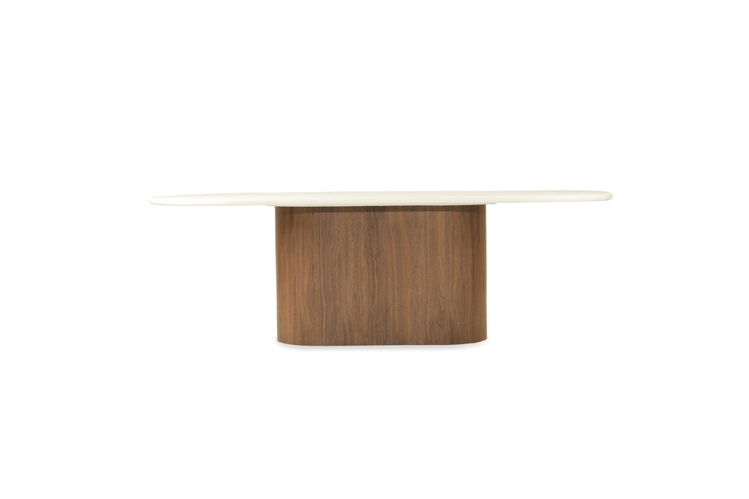 Harlow Oval Dining Table - 240cm  - Walnut Base - 240cm White