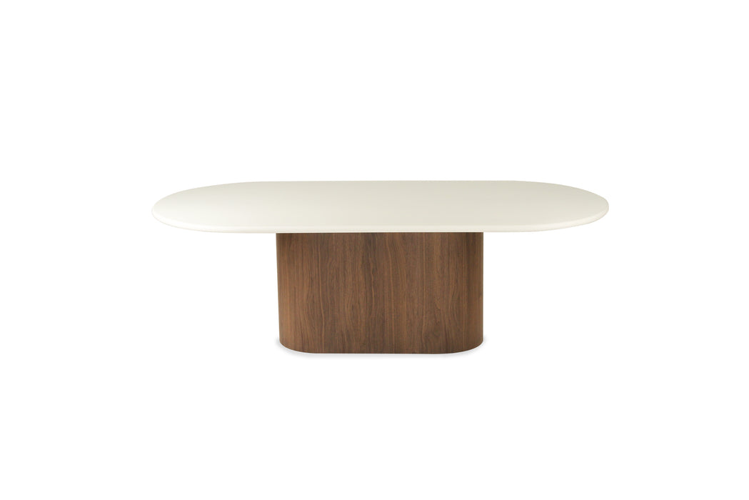 Harlow Oval Dining Table - 280cm  - Walnut Base - 280cm White