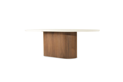 Harlow Oval Dining Table - 280cm  - Walnut Base - 280cm White