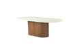 Harlow Oval Dining Table - 240cm  - Walnut Base - 240cm White
