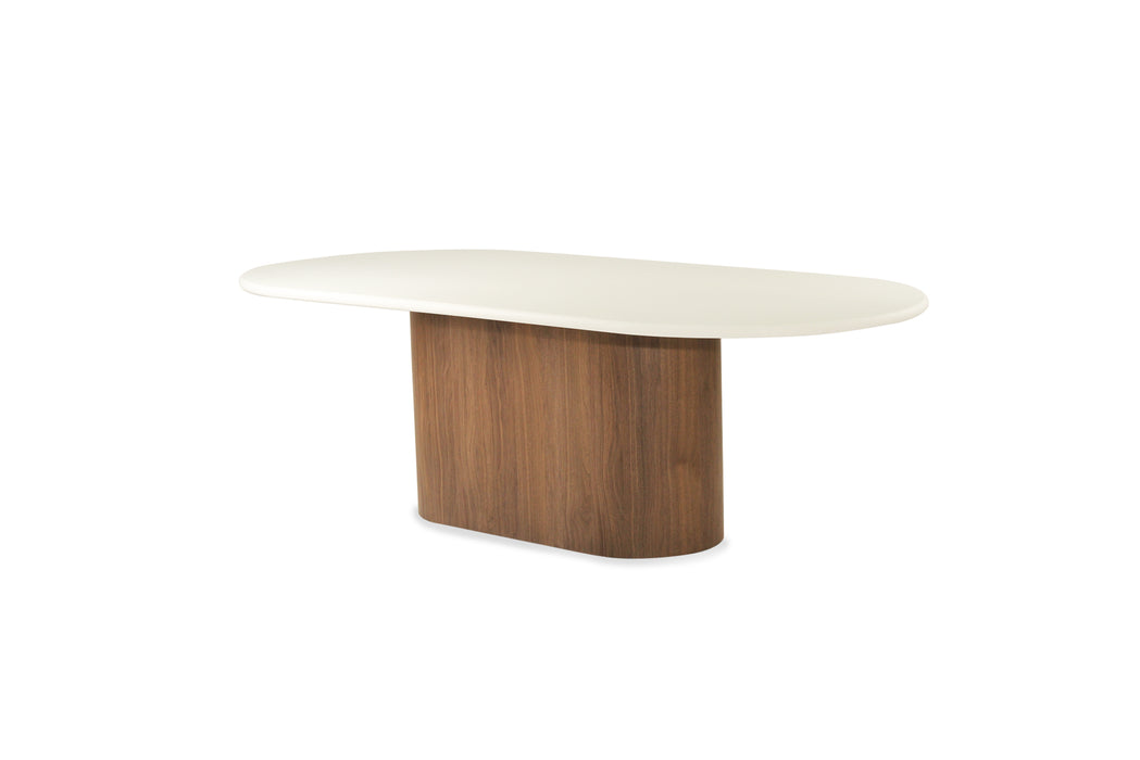 Harlow Oval Dining Table - 280cm  - Walnut Base - 280cm White