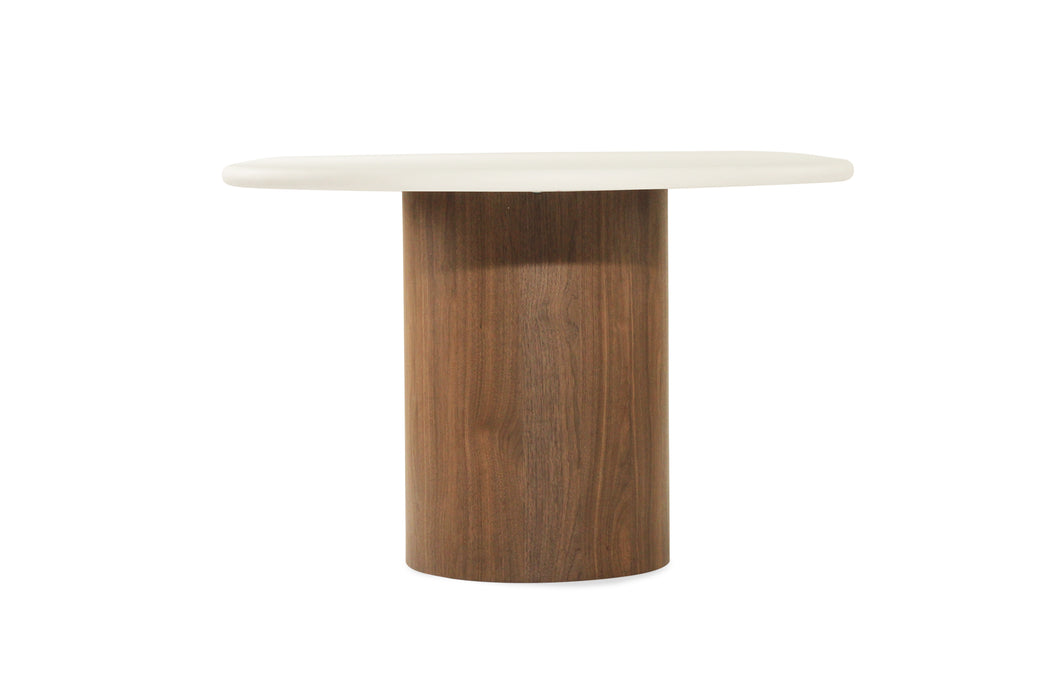 Harlow Oval Dining Table - 240cm  - Walnut Base - 240cm White
