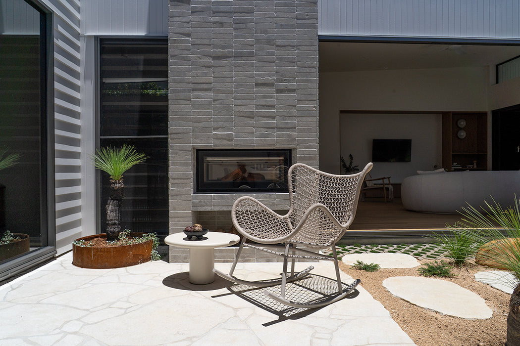 Harper Outdoor Rocking Chair - Greige - Linen Grey