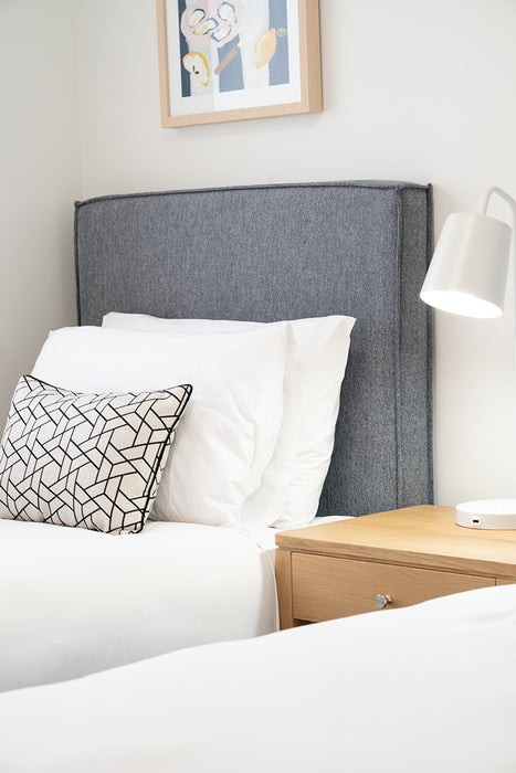Harvey Upholstered Bedhead - Double - Blue Grey