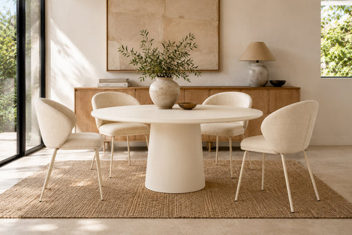 Anders Dining Chair - Natural Upholstery with White Legs - White Natural