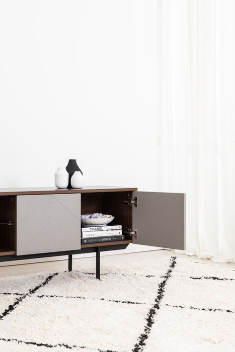 Mia Pre-Assembled Tv Unit In Walnut And Grey