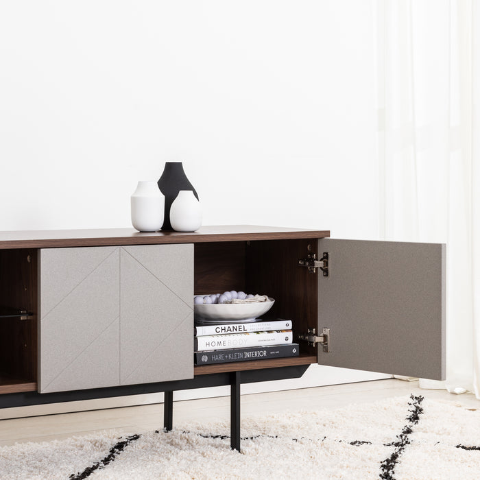 Mia Pre-Assembled Tv Unit In Walnut And Grey