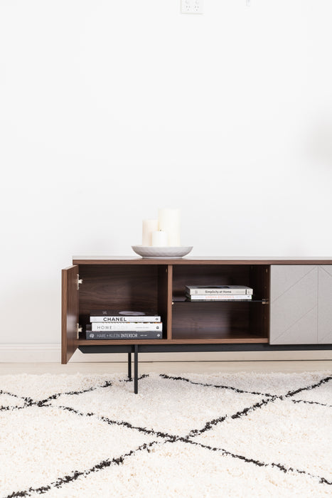 Mia Pre-Assembled Tv Unit In Walnut And Grey