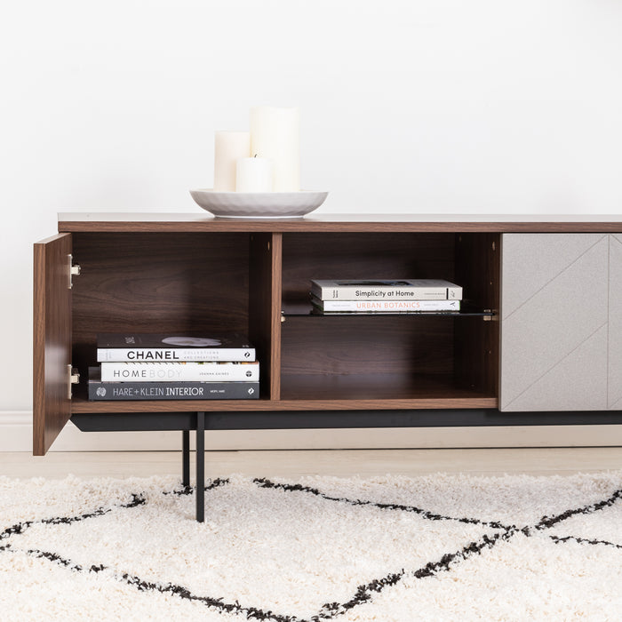 Mia Pre-Assembled Tv Unit In Walnut And Grey