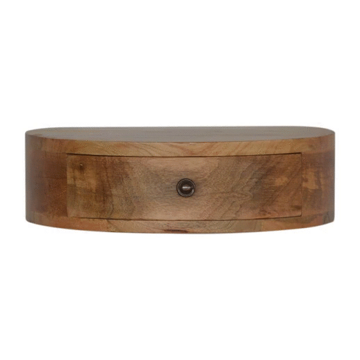 Wall Mounted Rounded Bedside - Brown, Wood